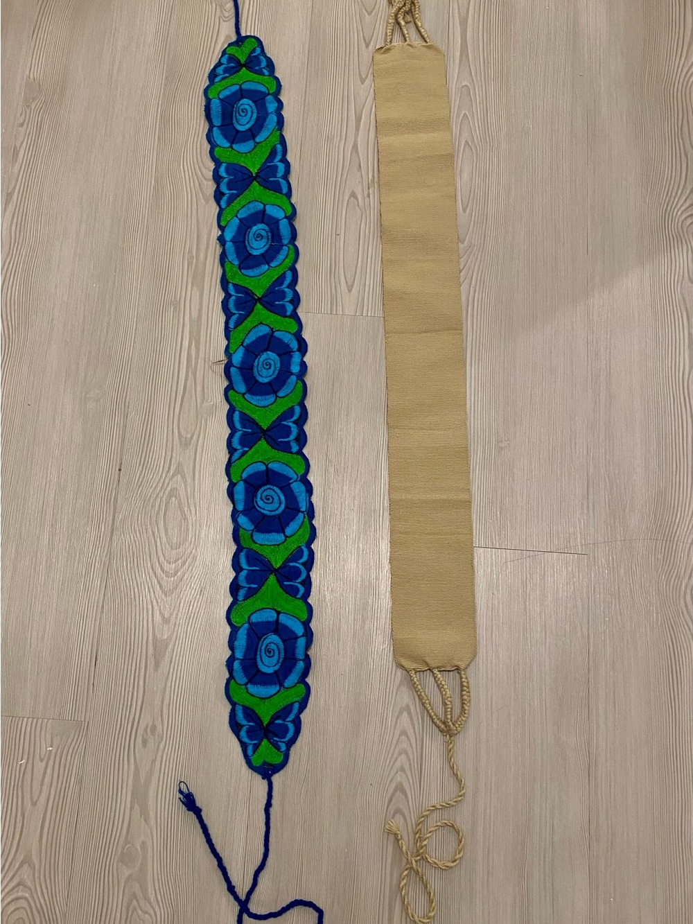 Mexican Belt Handcrafted Blue & Green Floral Embroidered Waist Belt